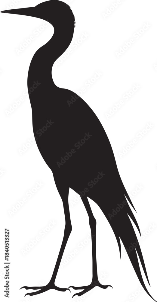 Fototapeta premium Heron Egret Silhouette Vector - Standing Wading Bird Icon