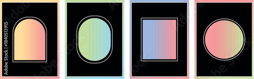 Grunge-Inspired Square and Rectangle Frame Collection Featuring Gradient Box Outlines and Intricate Geometric Shape Inserts