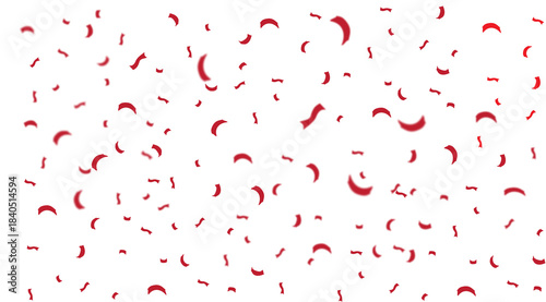 Red confetti falling streamers seamless on a white background isolated on transparent background 