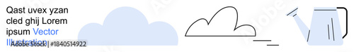 Gardening, weather prediction, cloud storage, sustainability, climate change, agriculture. Minimalist cloud and watering can. Gardening and weather prediction concept