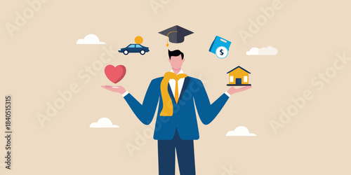 Balancing life priorities a man juggling career love and personal aspirations