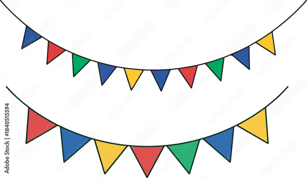 Obraz premium Simple Party Bunting Decoration Isolated on White