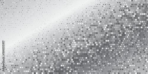 Abstract background silver mosaic. Background foil metallic texture. Mirror mosaic vector illustration. Banner element. Party backdrop. Christmas banner. Disco decoration. Festive vector illustration.