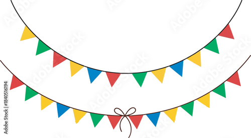 Colorful Triangle Bunting Flags on White Background