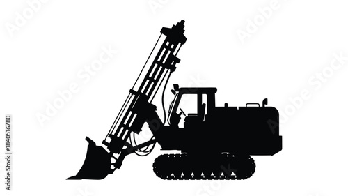 Silhouette of a large drilling machine with a crawler track system