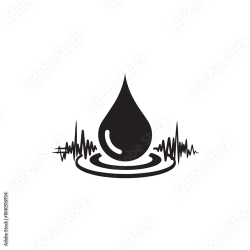 Water Droplet Icon in Sound Wave Pattern with era Vector Page era