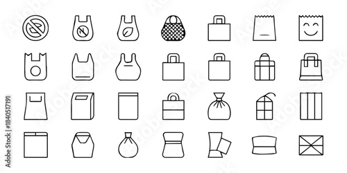 bag symbol collection reusable paper plastic gift drawstring icons