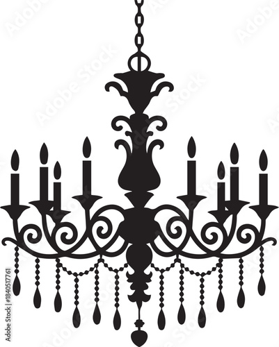 chandelier decorative silhouette candle light pendant illustration
