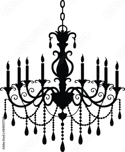 chandelier crystal silhouette for interior decor and print