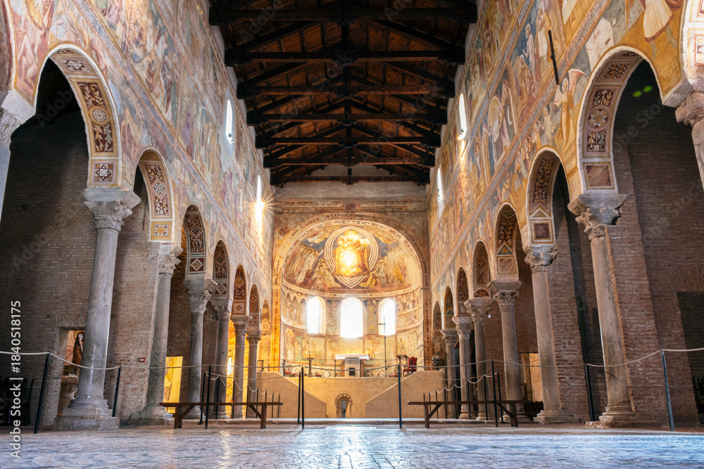 Naklejka premium Interior of the Church of Santa Maria at Pomposa Abbey in Italy