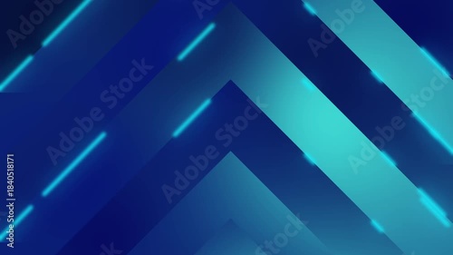 3D render: Glowing blue abstract arrows rising. Futuristic digital background, technology, data, growth concept. Modern motion backdrop with light particles. Ideal for presentations, business video.