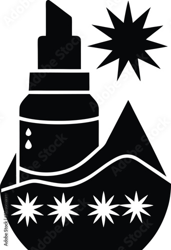 Winter facial moisturizer with alpine snow infused natural concept Vector illustration