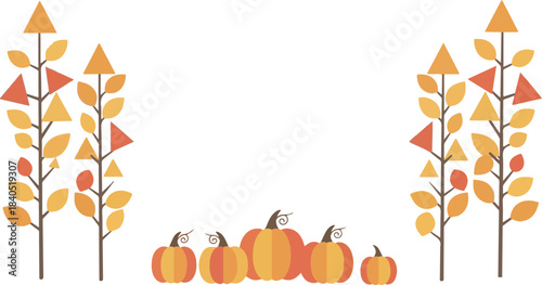Thanksgiving Pumpkin Border Illustration with Copy Space