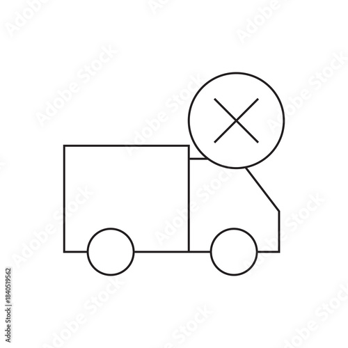 Interrupted Delivery Van with Cross Mark Symbol