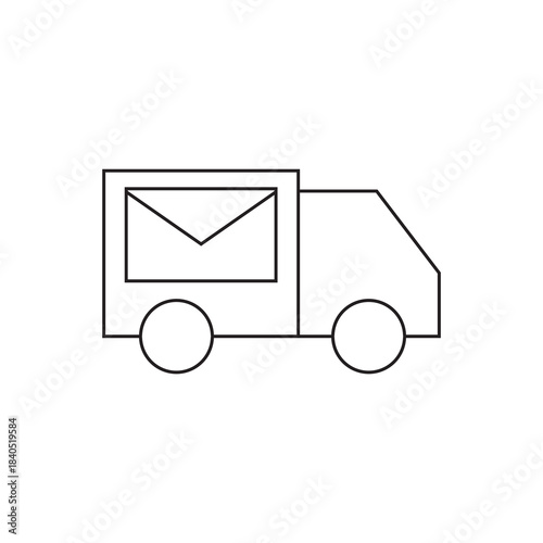 Envelope Mail on Postal Courier Van Service Icon