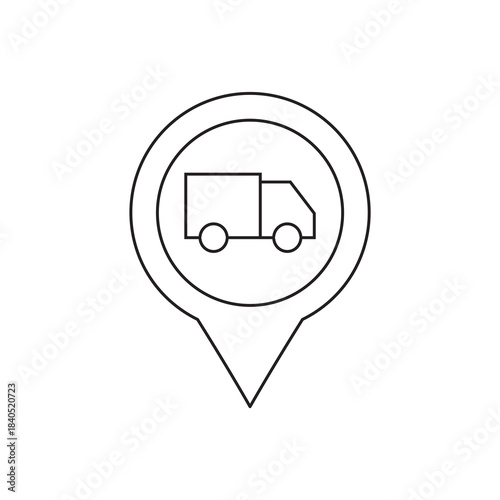 Geolocation Pointer Over Delivery Transit Icon