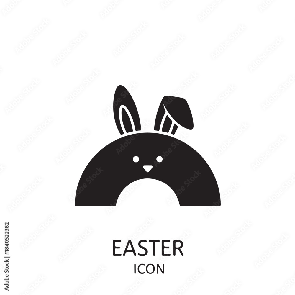 Fototapeta premium Easter Bunny Icon in Simple Minimalist Style with Black Color on White Background for Holiday Design