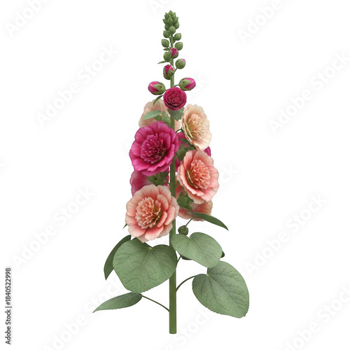 Elegant bunch of roses and delphiniums with green leaves blooming vividly