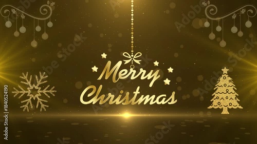 Happy Christmas Day Animated a 4 K video.25 December wish. Christmas holiday decoration, Christmas spruce.
