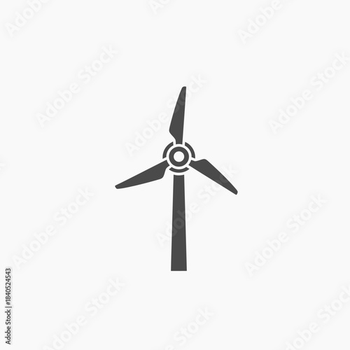 Gray Wind Turbine Icon with Three Blades and Central Hub.