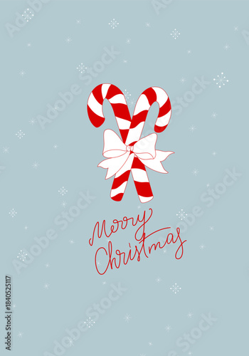 Christmas postcard, vector file for printing. Modern calligraphy, cute illustration, and a mistletoe illustration.