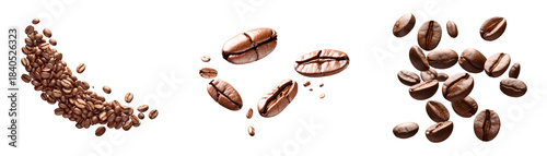 Coffee beans isolated on transparent png background.
