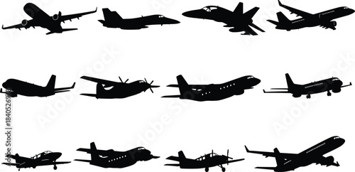 Large set of diverse ship silhouettes vector illustration, including navy battleships, submarines, and historical pirate galleons with sailing vessels for transport and war.