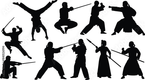 Large set of various ship silhouettes vector illustration, including navy warships, modern destroyers, submarines, frigates, and classic vintage sailing boats for transport.