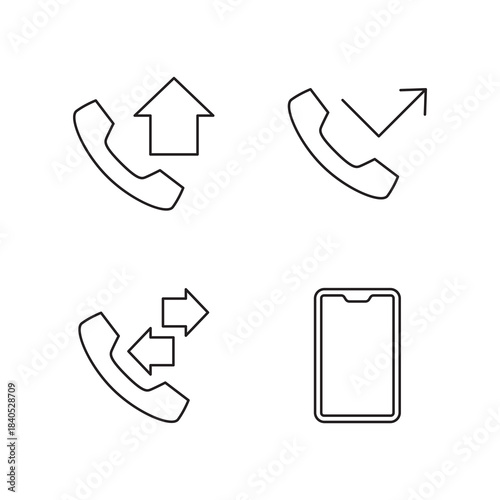 Line Icon Set Phone Outgoing Home Device