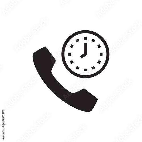 Phone Handset with Clock Waiting Time Solid Icon