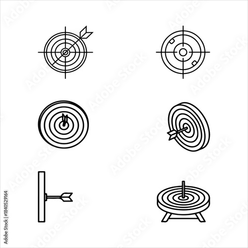 A Precision Business Target Icon Symbol, Showcasing Strategy and Objective in a Flat Design Minimalist Vector for Digital Marketing Success Goal Focus Development.