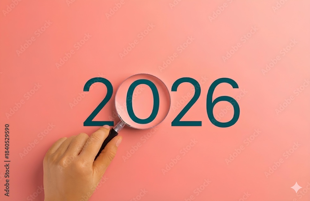Fototapeta premium 2026 Business Trends Concept with Magnifying Glass