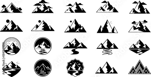 Hand-Drawn Mountain Silhouette Clipart Bundle”