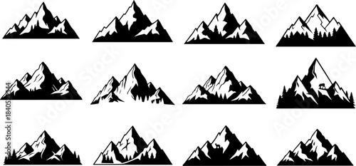 Hand-Drawn Mountain Silhouette Clipart Bundle”