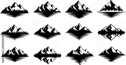 Hand-Drawn Mountain Silhouette Clipart Bundle”