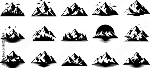 Hand-Drawn Mountain Silhouette Clipart Bundle”