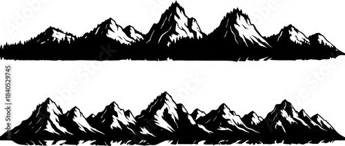 Hand-Drawn Mountain Silhouette Clipart Bundle”