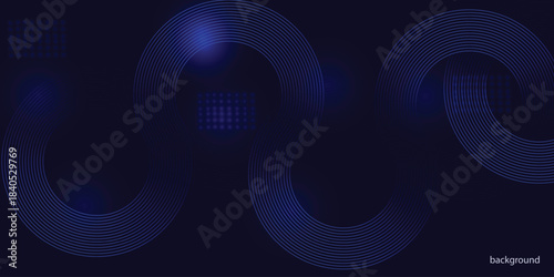 Abstract blue geometric lines glowing on dark blue background. . Futuristic technology concept. white pattern  for banner, wallpaper, cover Vector illustration .