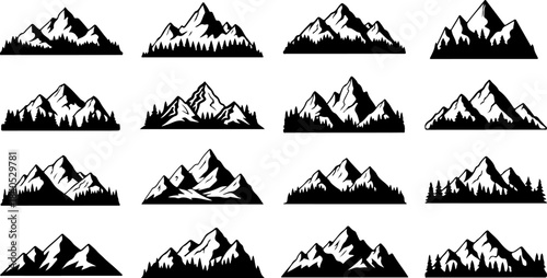 Hand-Drawn Mountain Silhouette Clipart Bundle”