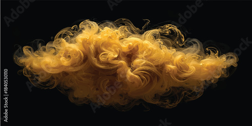 Abstract smoke color waves flow on a black background creating a curved motion art design