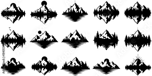 Hand-Drawn Mountain Silhouette Clipart Bundle”