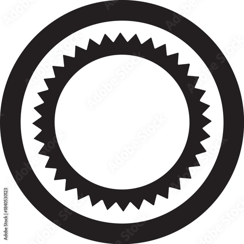 Round badge design with Qatar flag serration pattern, clean flat vector, white background, minimal emblem style for Qatar Victory Day