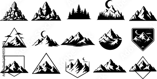 Hand-Drawn Mountain Silhouette Clipart Bundle”