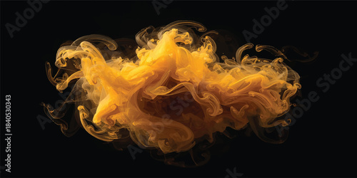 Orange and red flames of a fiery blaze with smoke against a black background convey intense heat and danger