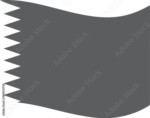 Clean waving Qatar flag silhouette, sharp serrated edges, smooth wave flow, minimal flat vector style