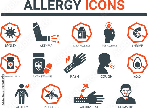 Essential Allergy Icons Set for Medical and Healthcare Design