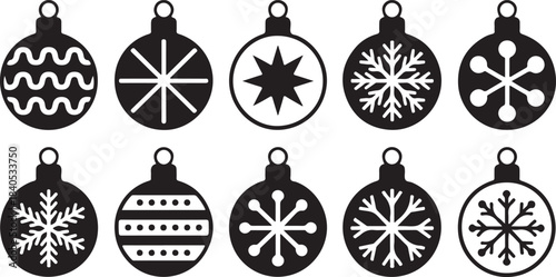 Set of christmas ball silhouette vector on tranparent background