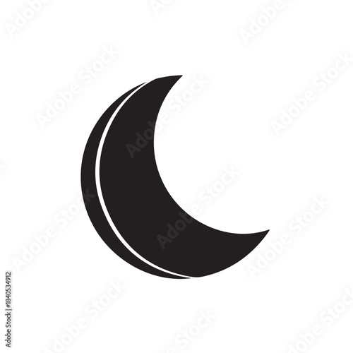 Crescent Moon Symbol in Simple Silhouette with Dark Gray Color on White Background for Astrology Icon