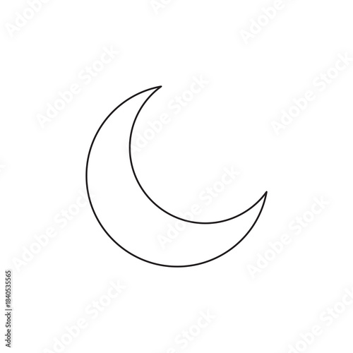 Outline Crescent Moon Symbol for Night Time