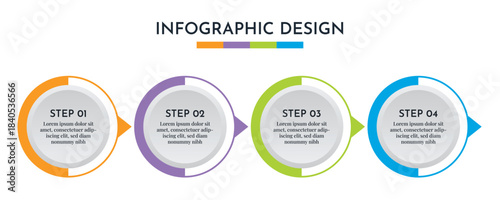 4 Step Infographics Circular Layout Template. Illustration Business Abstract Background. Infographics Design.